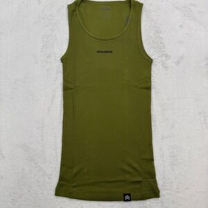 Rawgear Tank Top Mens Small Olive Green Ribbed Cotton Athletic Workout Muscle